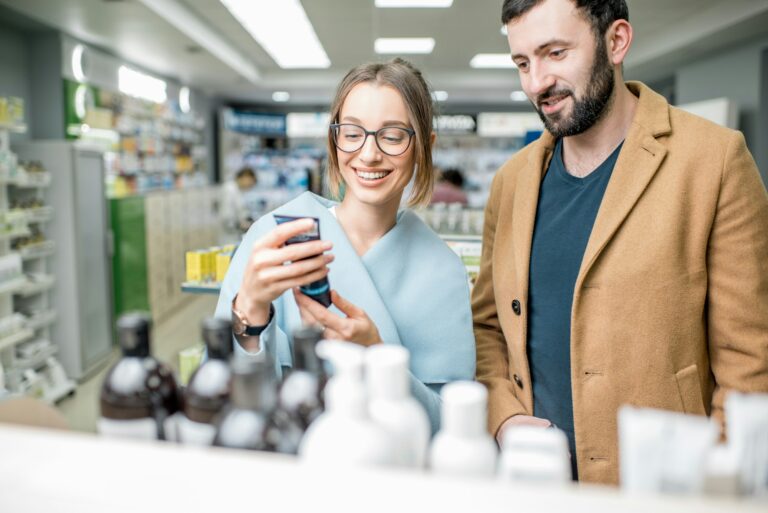 Couple in the pharmacy store